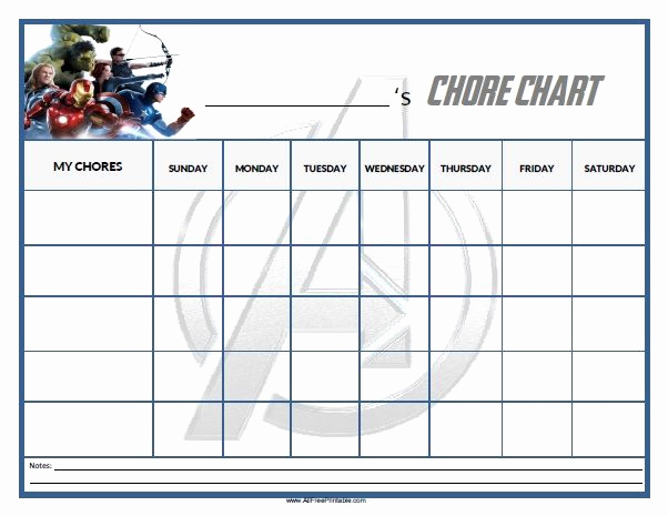 Free Chore Chart Template Fresh Free Printable Avengers Chore Chart Home