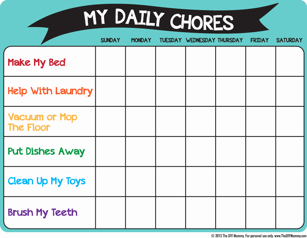 Free Chore Chart Template Inspirational Make A Preschool Chore Chart Free Printable