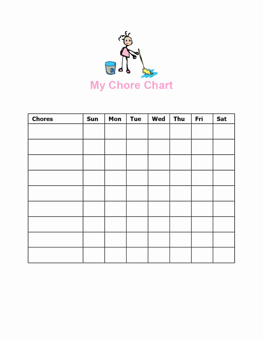 Free Chore Chart Template Unique 43 Free Chore Chart Templates for Kids Template Lab