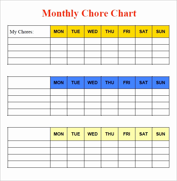 Free Chore Chart Template Unique Sample Chore Chart 9 Documents In Word Excel Pdf