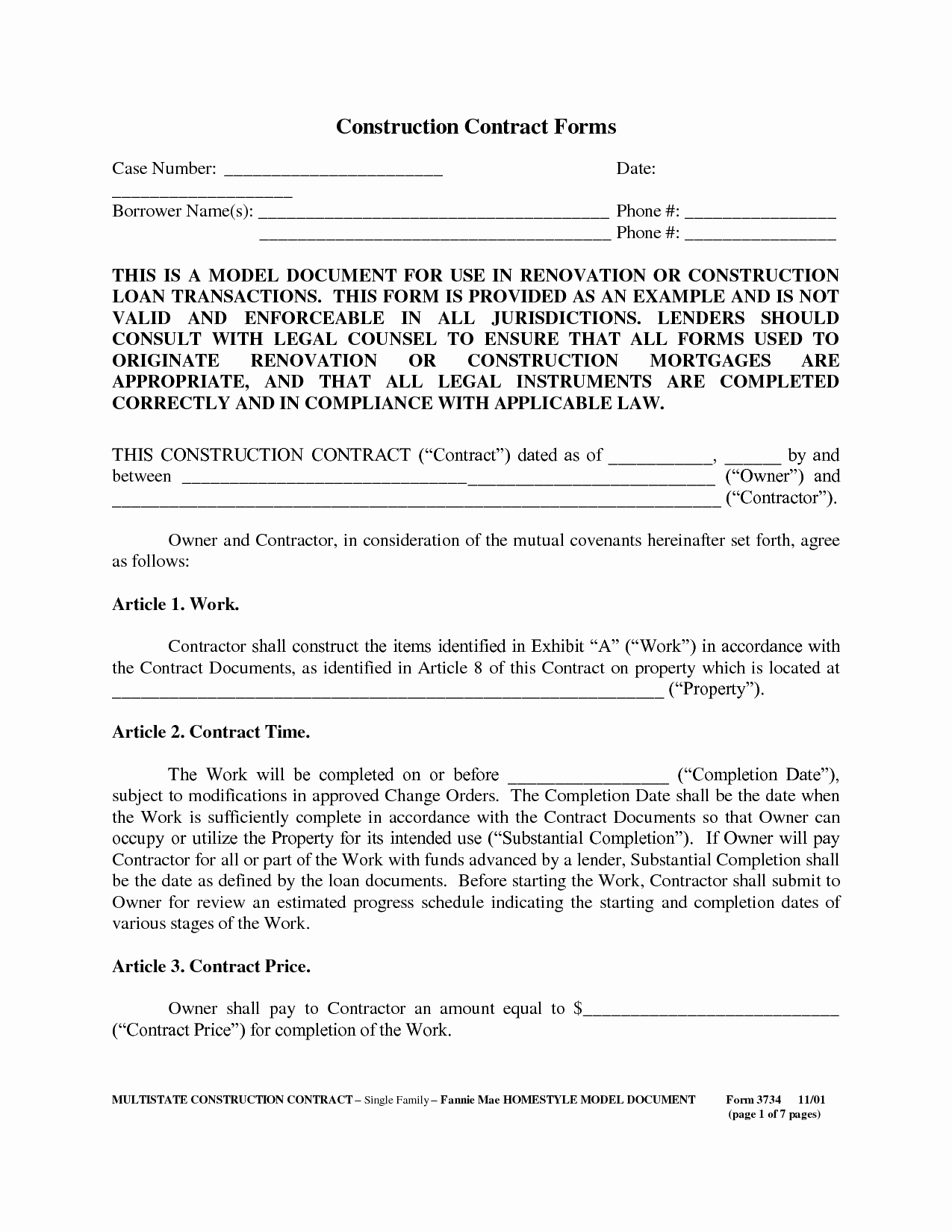 Free Contractor Agreement Template Elegant Construction Contract Template