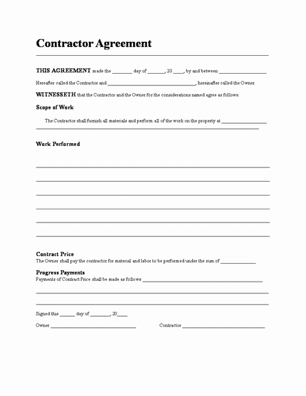 Free Contractor Agreement Template Inspirational Housing Loan Contract Template – Microsoft Word Templates