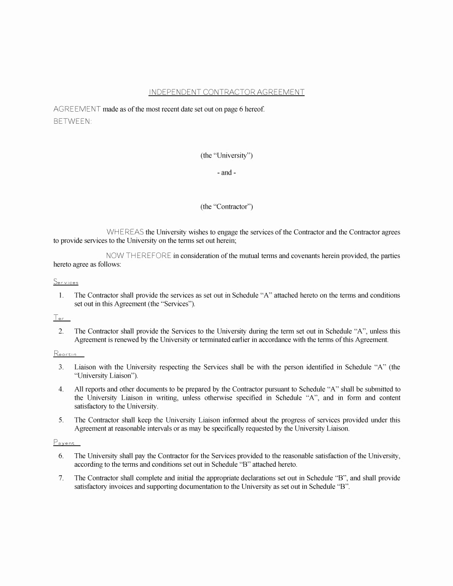Free Contractor Agreement Template New 50 Free Independent Contractor Agreement forms &amp; Templates