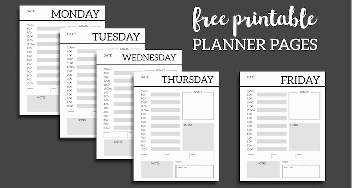 daily planner printable template sheets