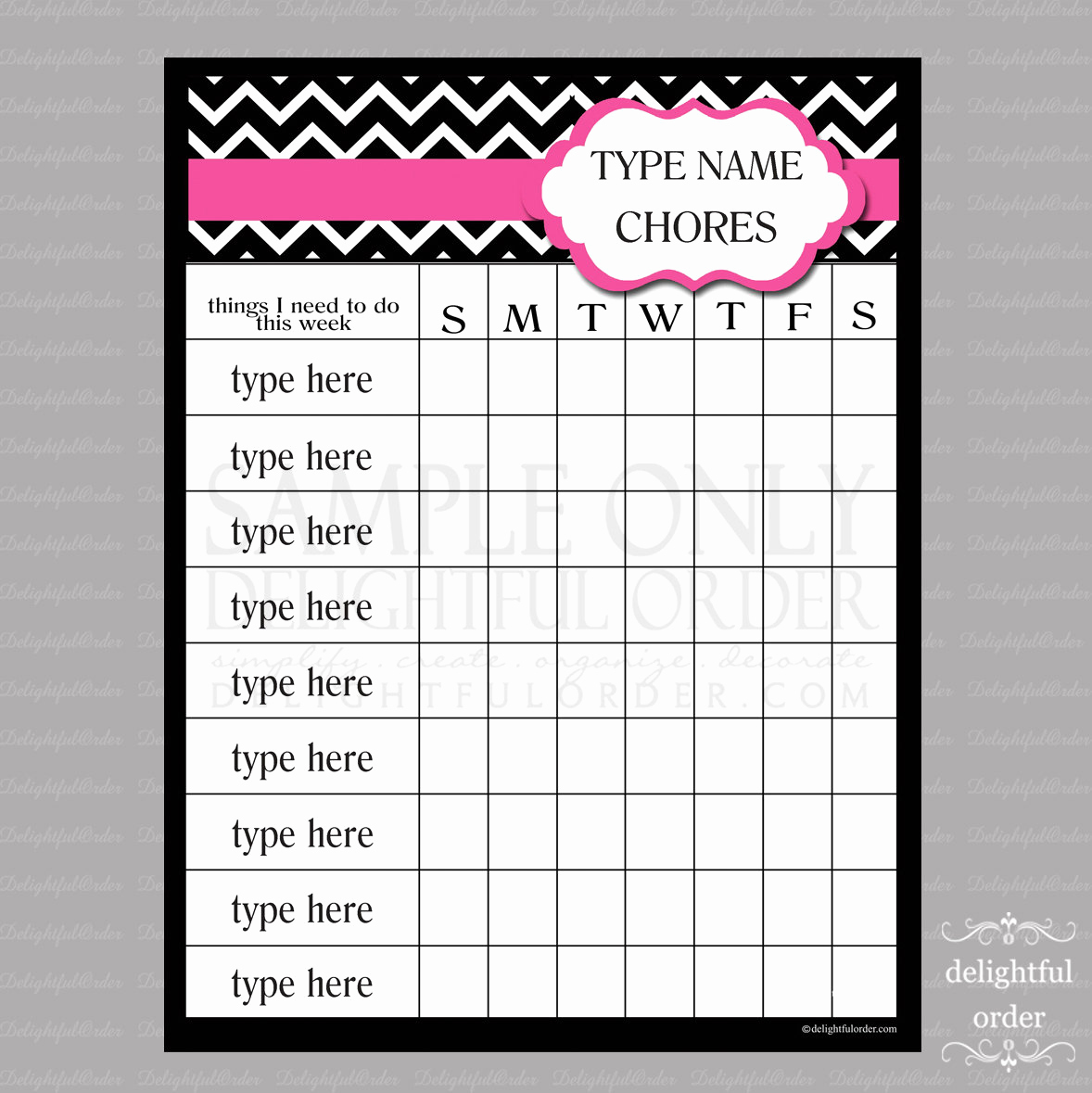 Free Editable Printable Chore Charts Elegant Editable Pink Chevron Chore Chart Pdf File Instant