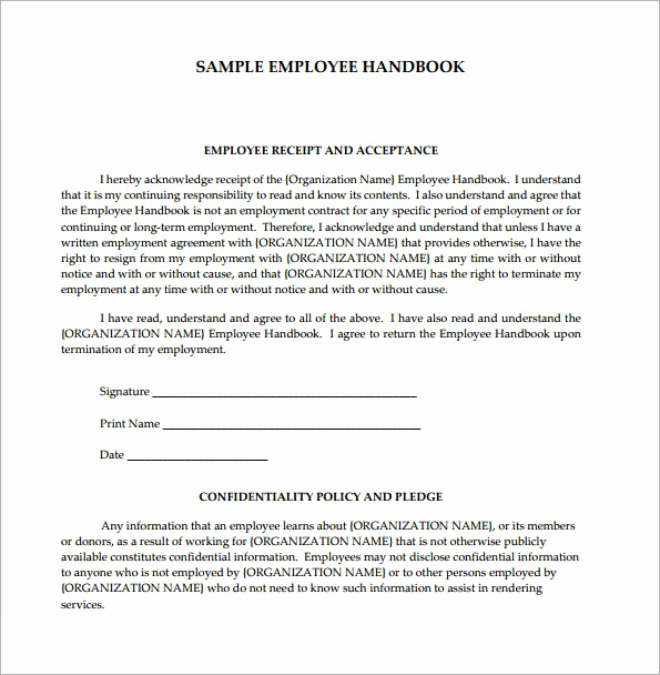 Free Employee Handbook Template Beautiful Employee Handbook Template 6 Free Pdf Doc Download