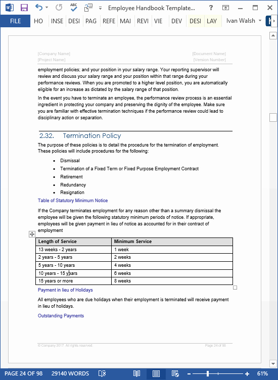 Free Employee Handbook Template Elegant Employee Handbook Templates Ms Word Free Policy Manual