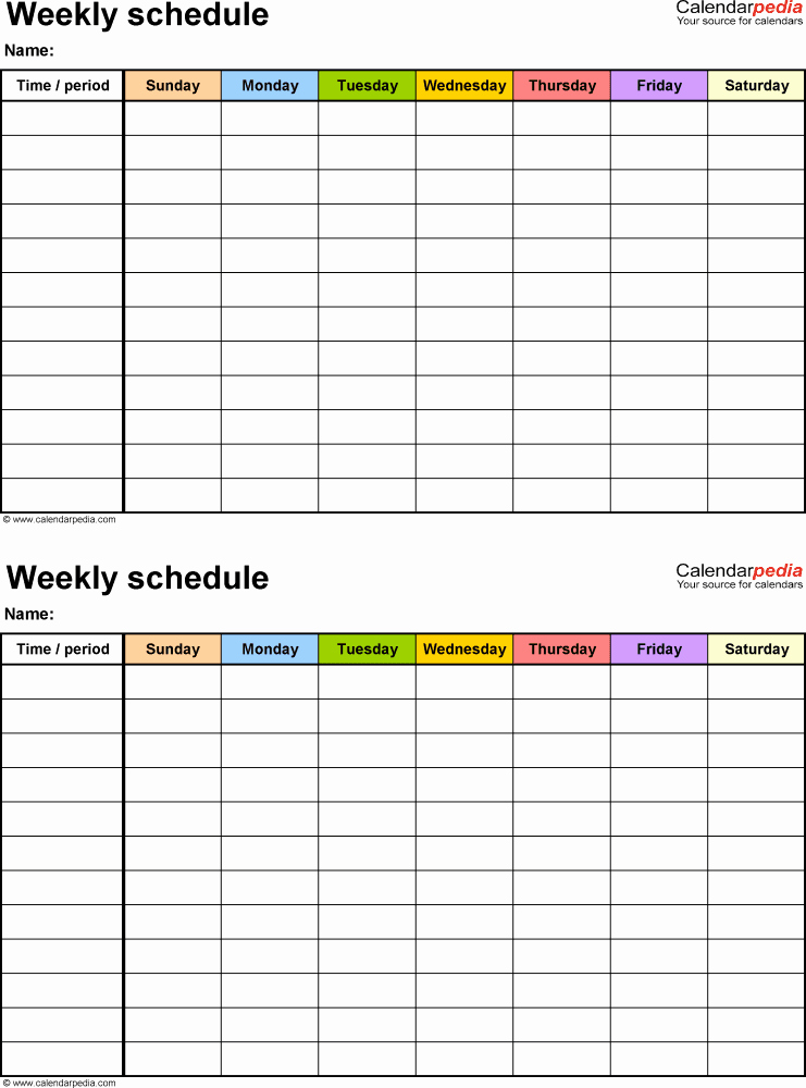 Free Employee Schedule Template Best Of Free Weekly Schedule Templates for Pdf 18 Templates