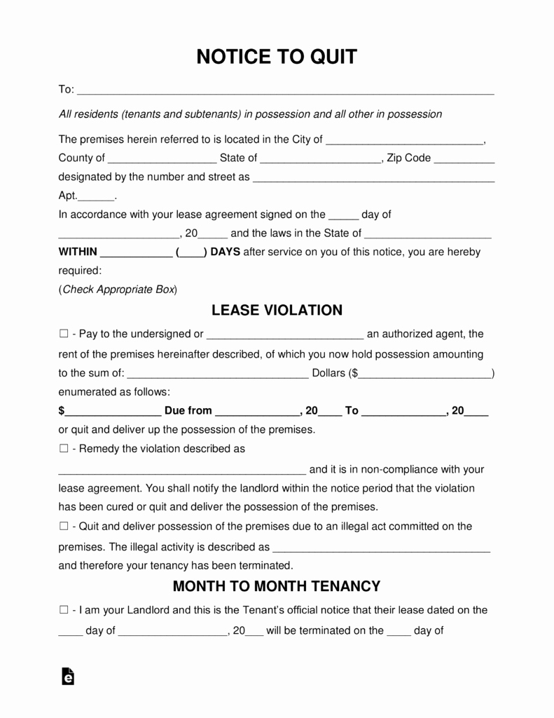 Free Eviction Notice Template Best Of Free Eviction Notice forms Notices to Quit Pdf
