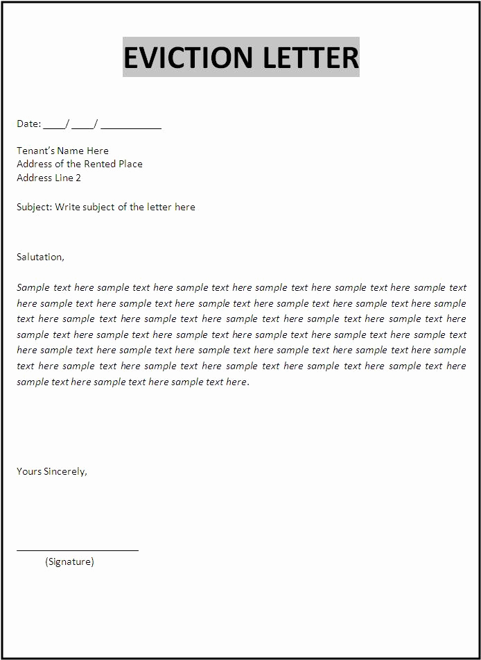 Free Eviction Notice Template Inspirational Free Printable Letter Eviction form Generic