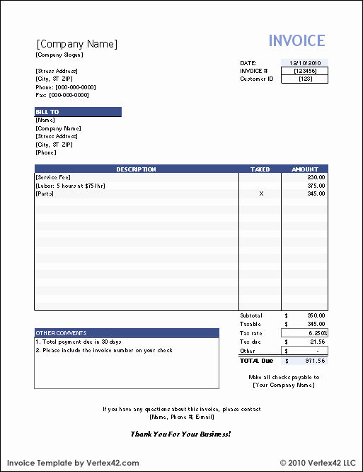 Free Excel Invoice Template Fresh Free Invoice Template for Excel