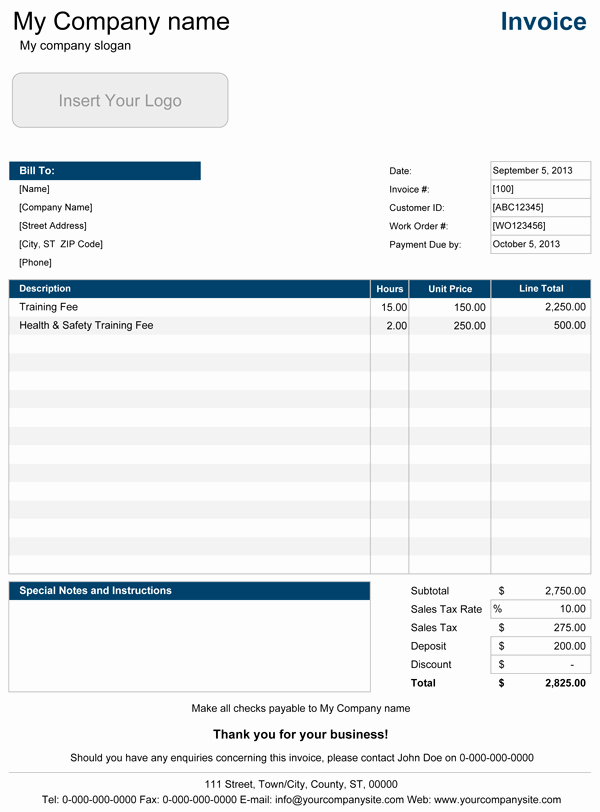 Free Excel Invoice Template Inspirational Service Invoice Templates for Excel