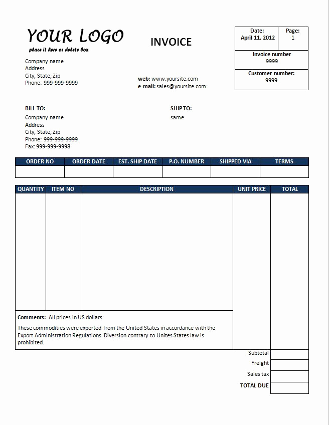 Free Excel Invoice Template Luxury Free Invoice Template Downloads