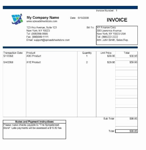 Free Excel Invoice Template Unique Invoice Template Excel Free