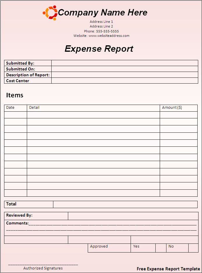Free Expense Report Template Awesome Printable Expense Report