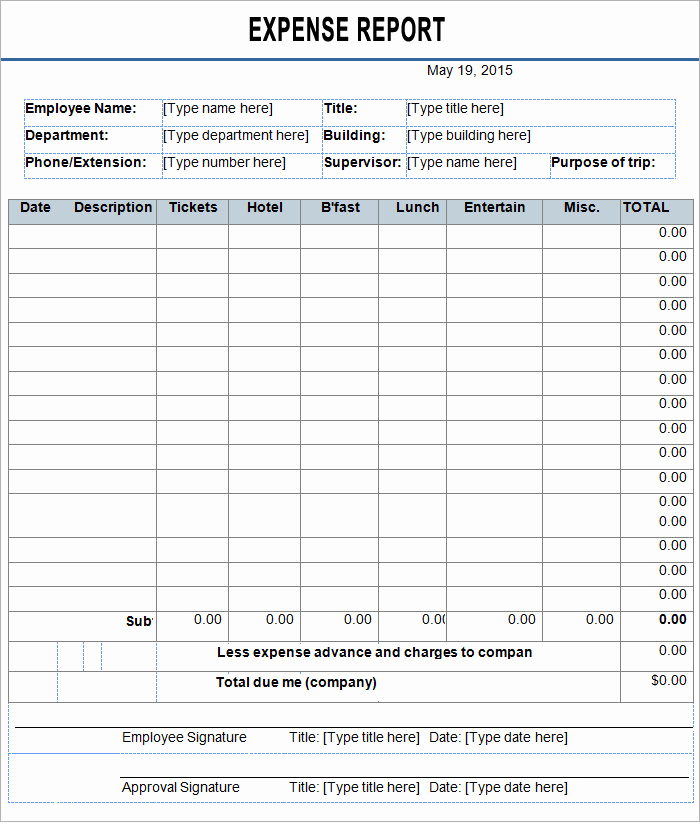Free Expense Report Template Best Of Employee Expense Report Template 8 Free Excel Pdf
