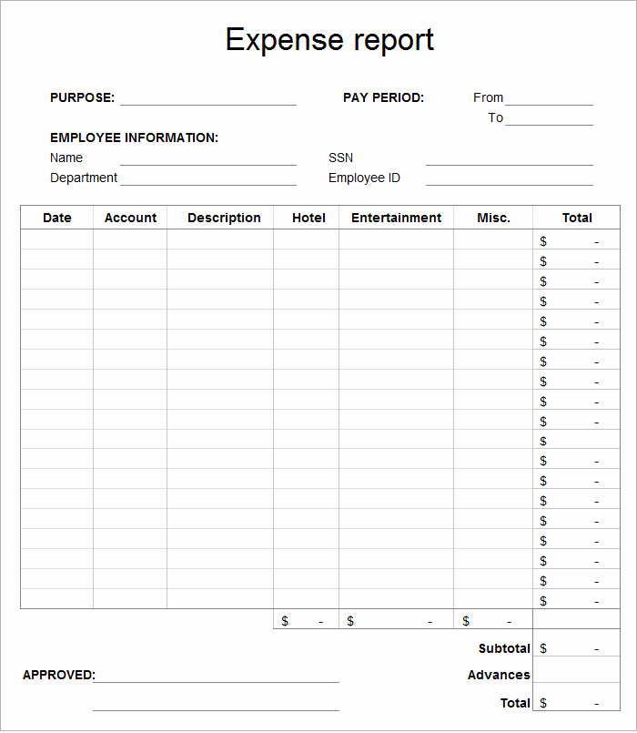 Free Expense Report Template Luxury Employee Expense Report Template 8 Free Excel Pdf