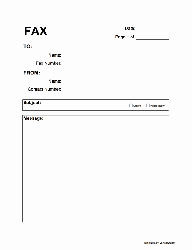 Free Fax Cover Sheets Best Of Free Printable Fax Cover Sheet Pdf From Vertex42