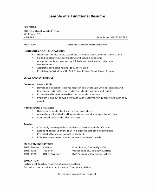 Free Functional Resume Template Unique 9 Functional Resume Samples Pdf Doc