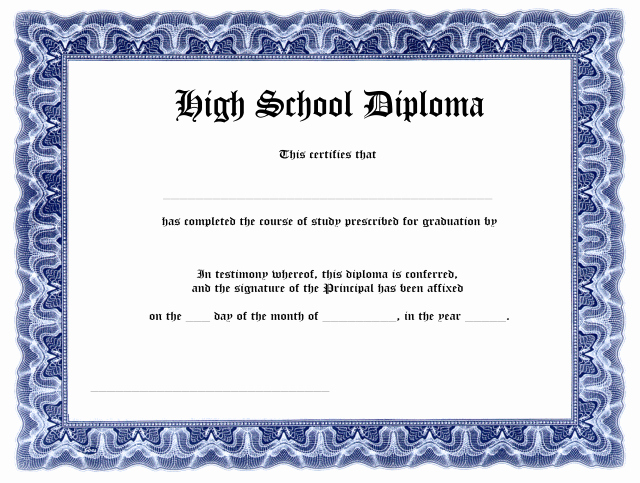 Free High School Diploma Templates Awesome Blank High School Diploma Template Free Printables
