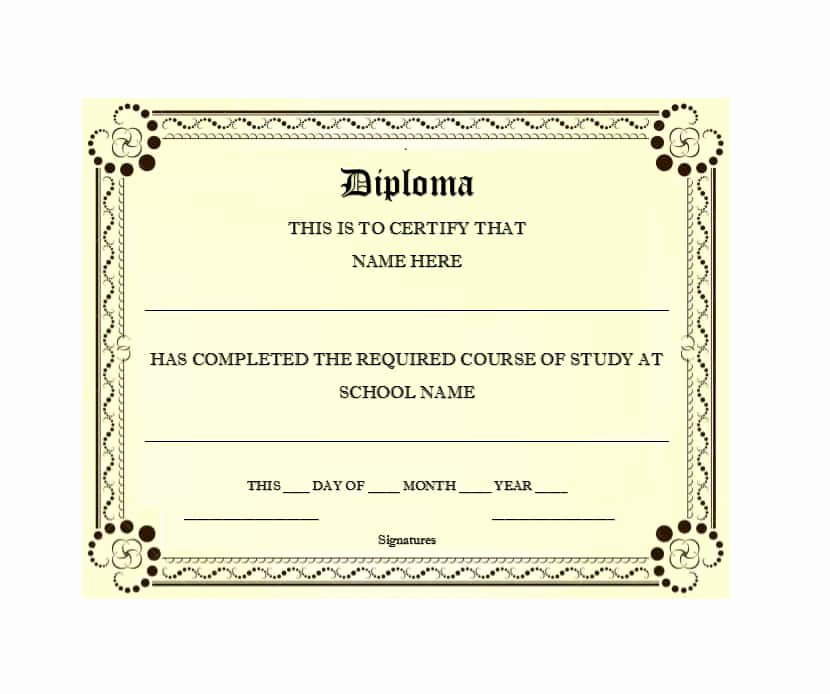 Free High School Diploma Templates Unique 30 Real &amp; Fake Diploma Templates High School College