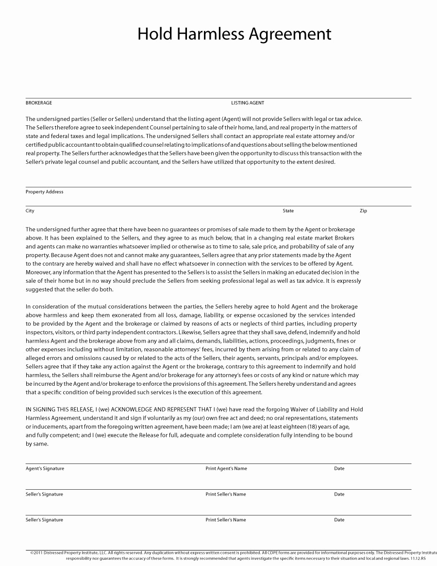 Free Hold Harmless Agreement Awesome 40 Hold Harmless Agreement Templates Free Template Lab