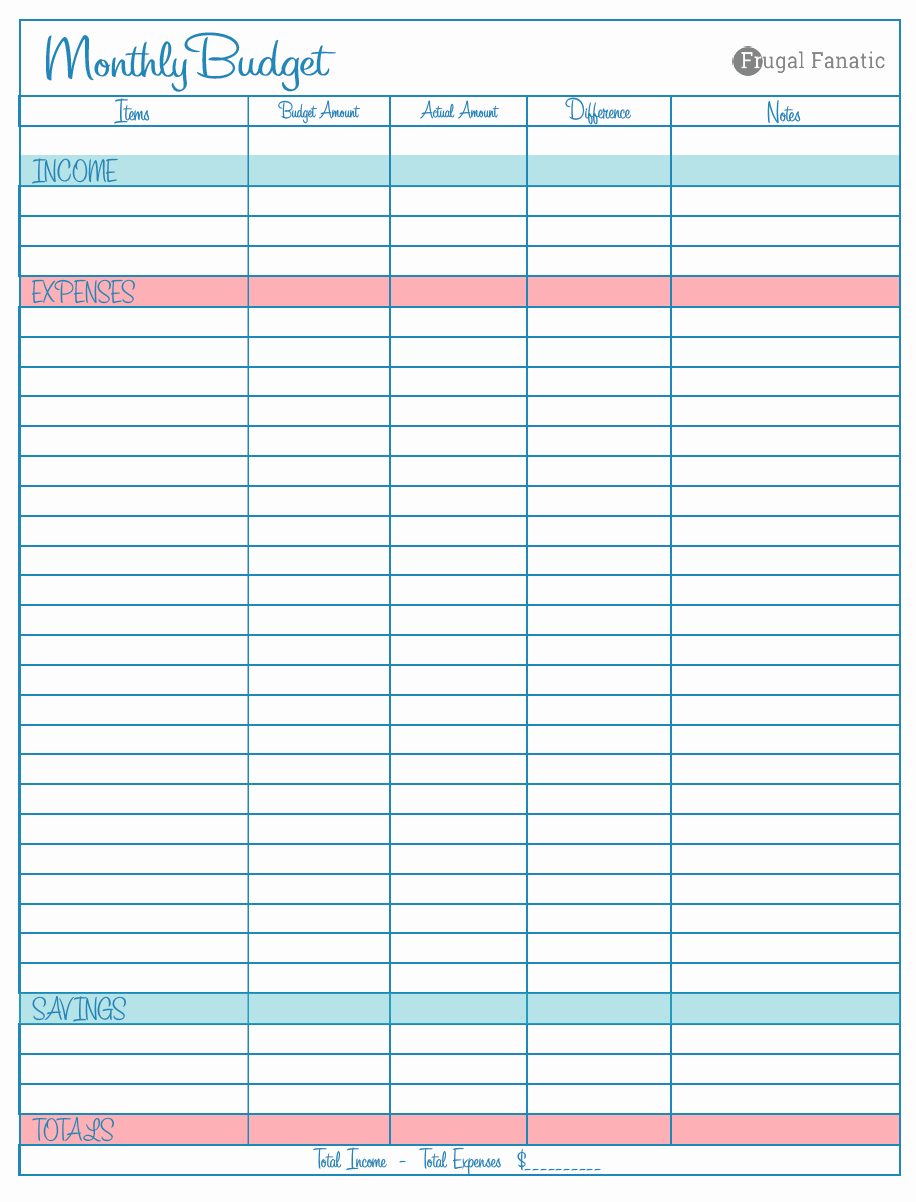 Free Household Budget Template Awesome Blank Monthly Bud Worksheet Frugal Fanatic