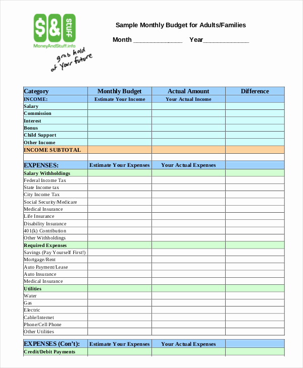 Free Household Budget Template New Family Bud Template 11 Free Sample Example format