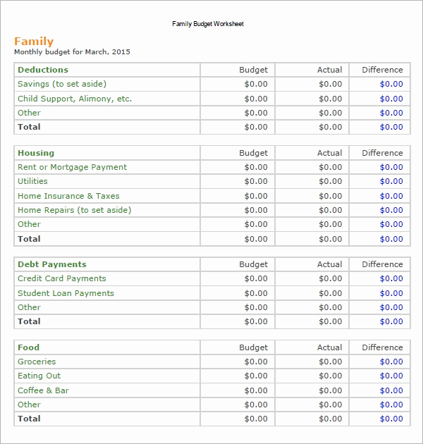 Free Household Budget Worksheet Pdf Awesome Sample Family Bud 10 Documents In Pdf Excel Word