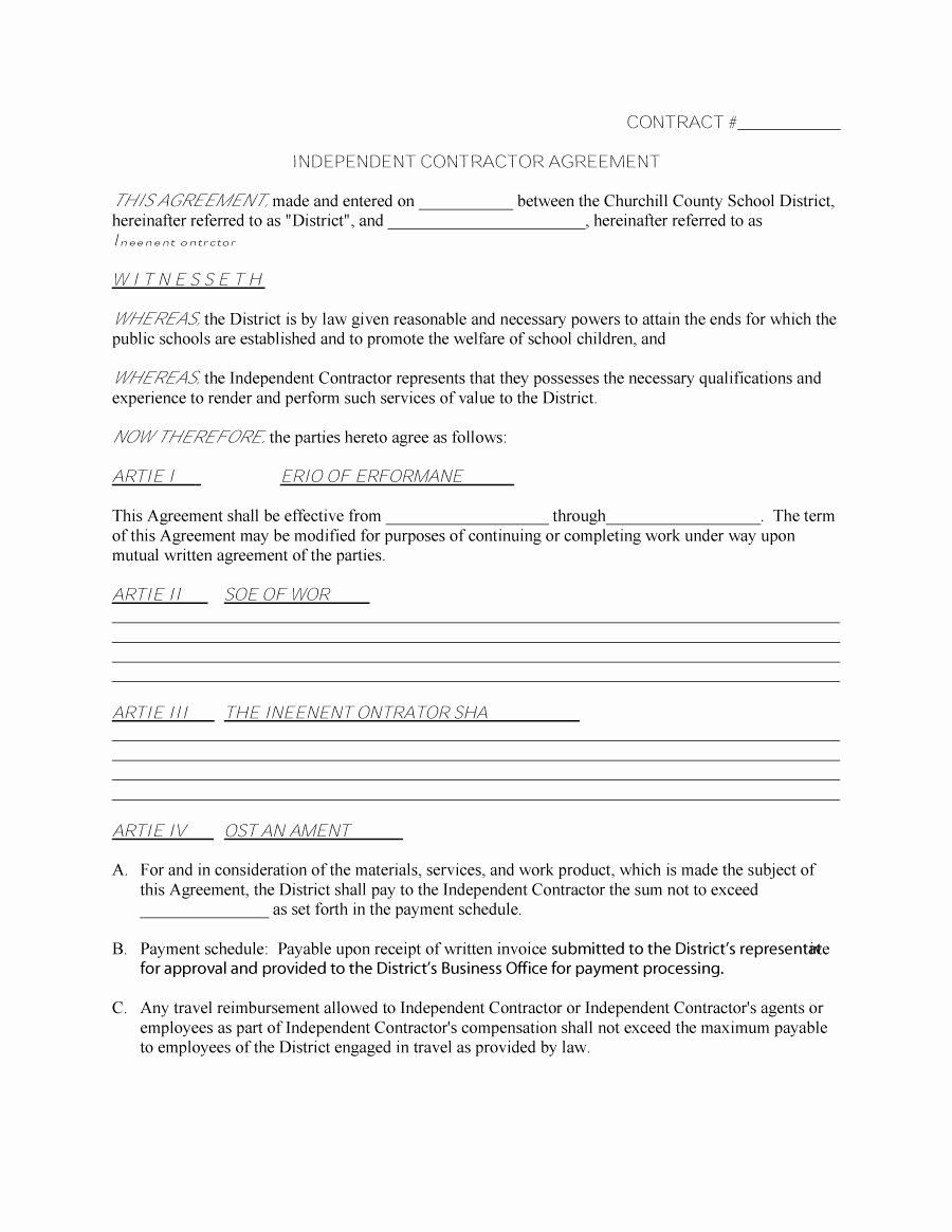 Free Independent Contractor Agreement Elegant 50 Free Independent Contractor Agreement forms &amp; Templates