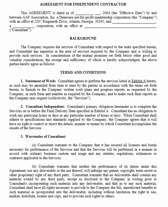 Free Independent Contractor Agreement Fresh 10 Free Independent Contractor Agreement Templates
