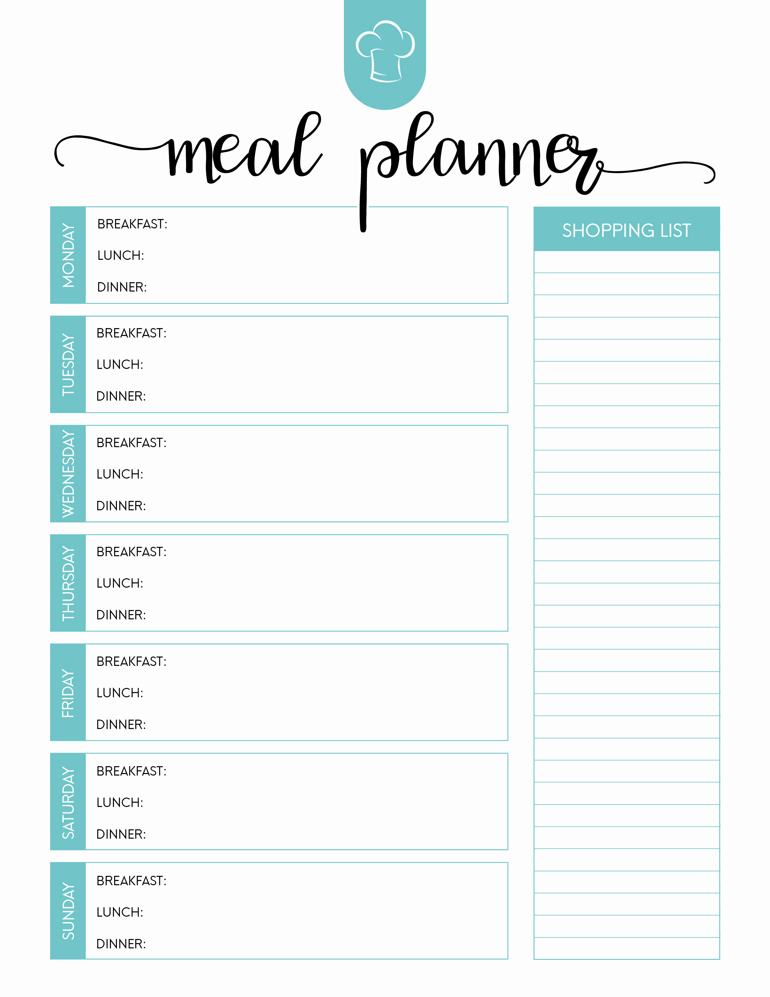 Free Meal Planner Template Fresh Free Printable Meal Planner Set the Cottage Market