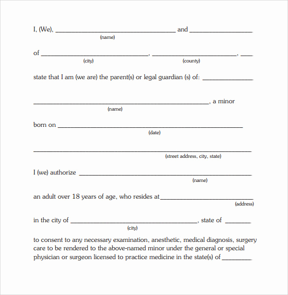 Free Medical Consent form Elegant 9 Child Medical Consent forms – Samples Examples &amp; formats