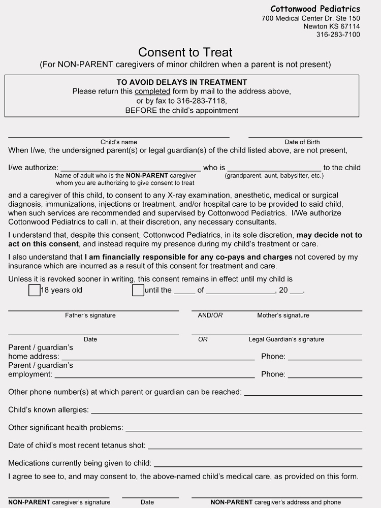 Free Medical Consent form Elegant Free Medical Consent forms for Minor Child – Word