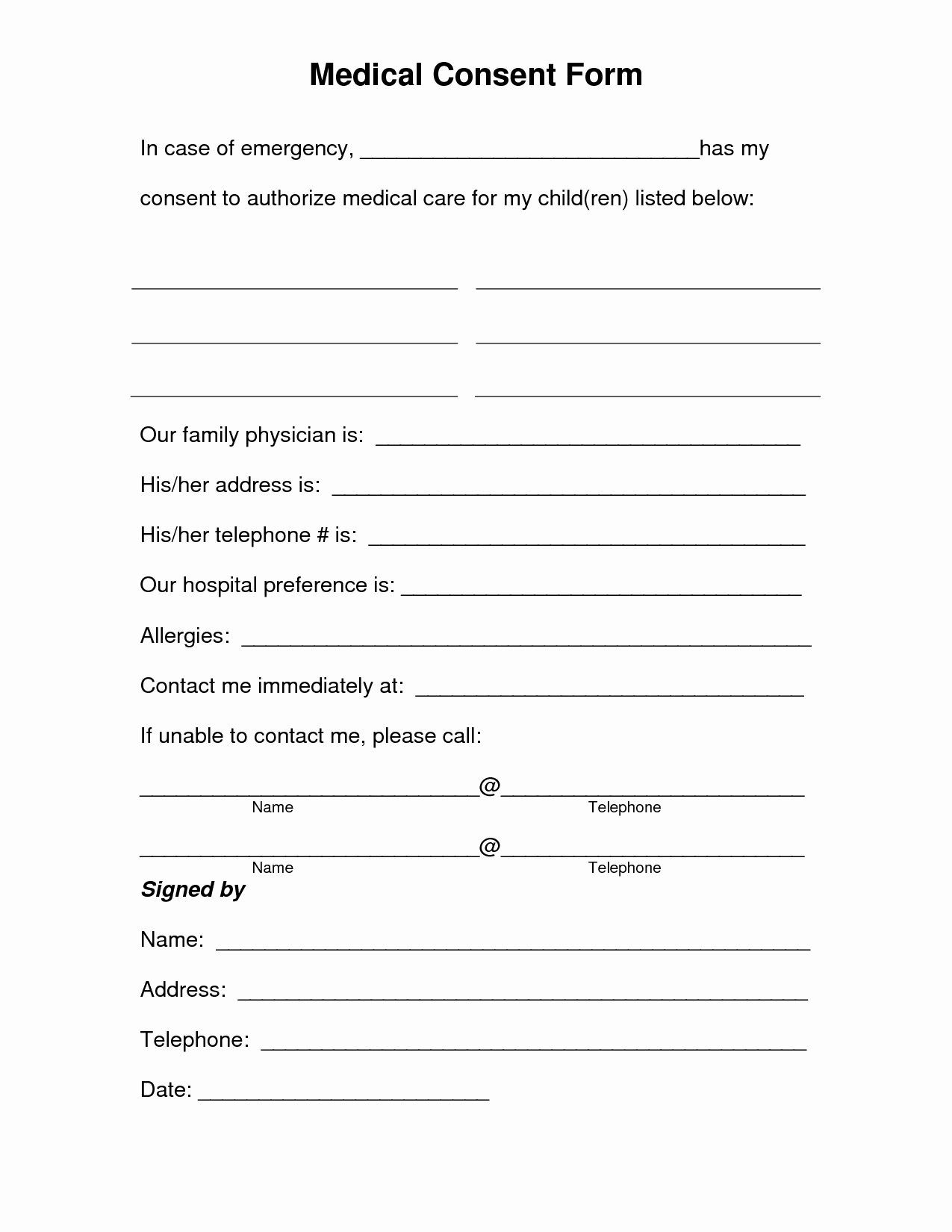 Free Medical Consent form Elegant Medical Consent form Template – Templates Free Printable