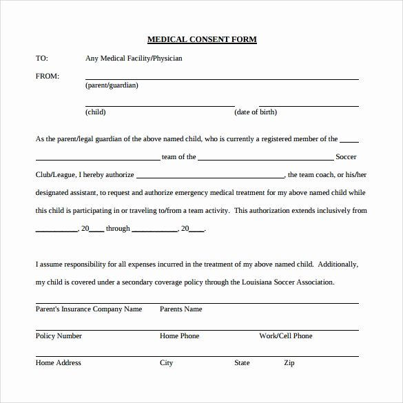 Free Medical Consent form Fresh Medical Consent form 7 Download Free In Pdf