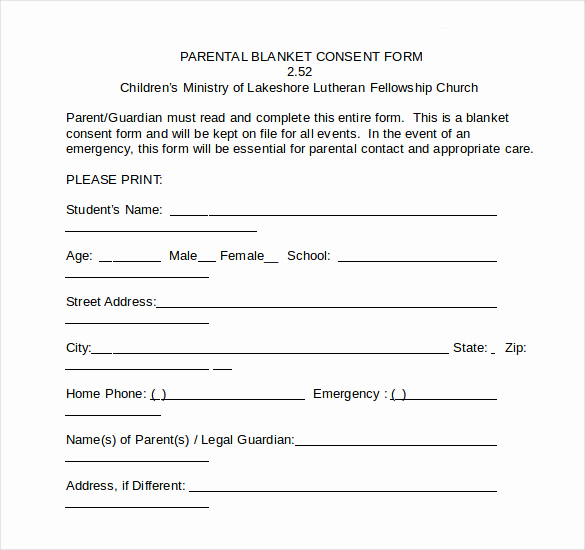 Free Medical Consent form Inspirational Sample Child Medical Consent form 5 Download Free