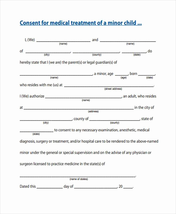 Free Medical Consent form Luxury Free Consent form Samples