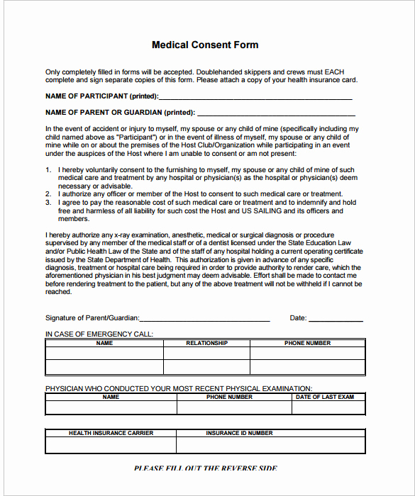 Free Medical Consent form New Medical Consent form – 8 Free Samples Examples format