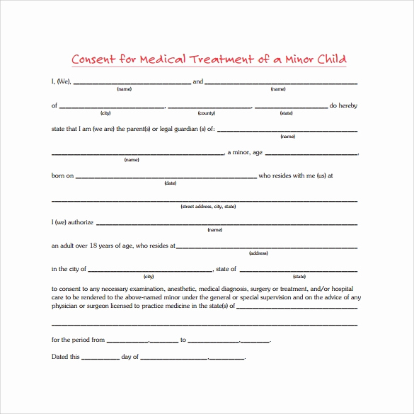Free Medical Consent form Unique Medical Consent form 6 Download Free In Pdf