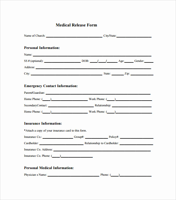 Free Medical Release form Beautiful Sample Medical Release form 10 Free Documents In Pdf Word