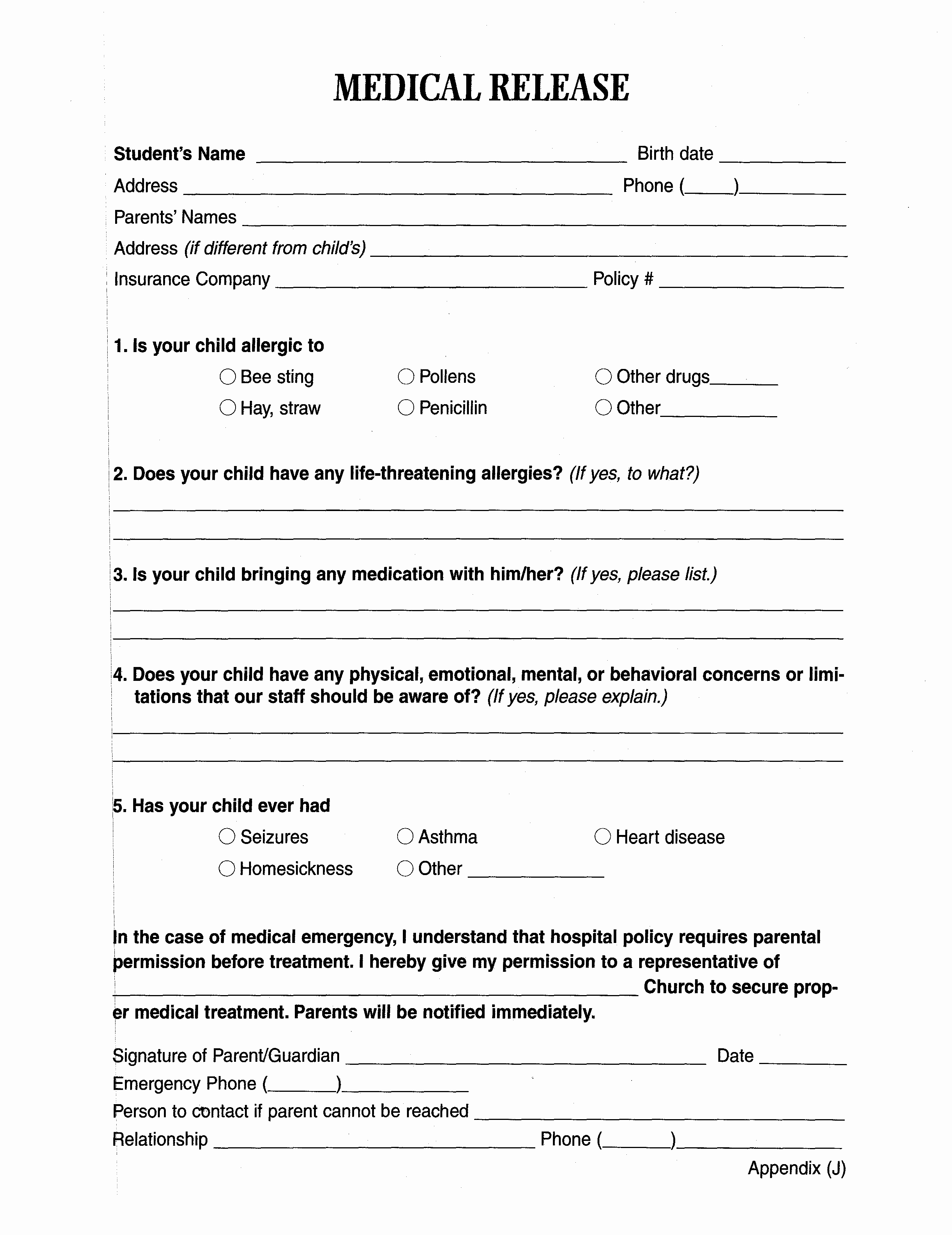 Free Medical Release form Inspirational Medical Release form for Adults – Templates Free Printable