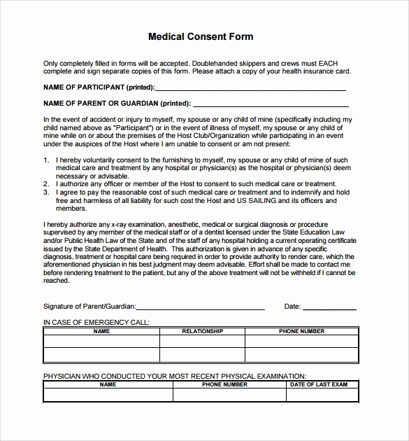 Free Medical Release form Inspirational Sample Medical Consent form 13 Free Documents In Pdf