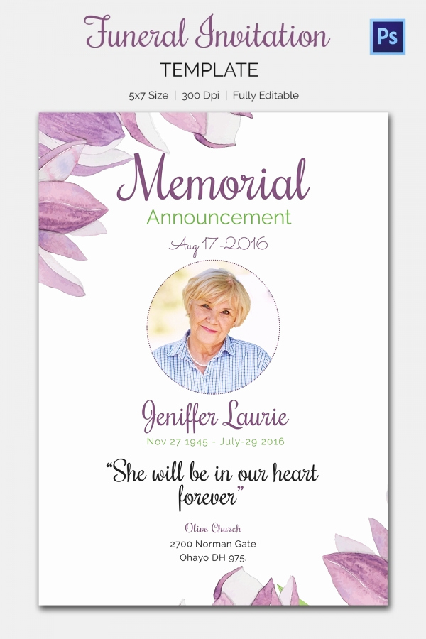 Free Memorial Card Template Awesome Funeral Invitation Template – 12 Free Psd Vector Eps Ai