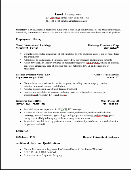Free Nursing Resume Templates Inspirational Licensed Practical Nurse Resume Umecareer