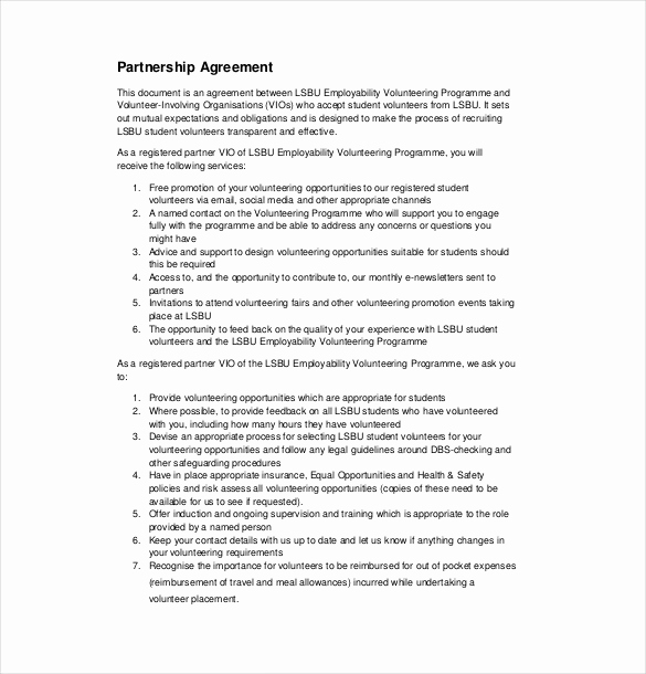 Free Partnership Agreement form New 18 Partnership Agreement Templates – Free Sample Example