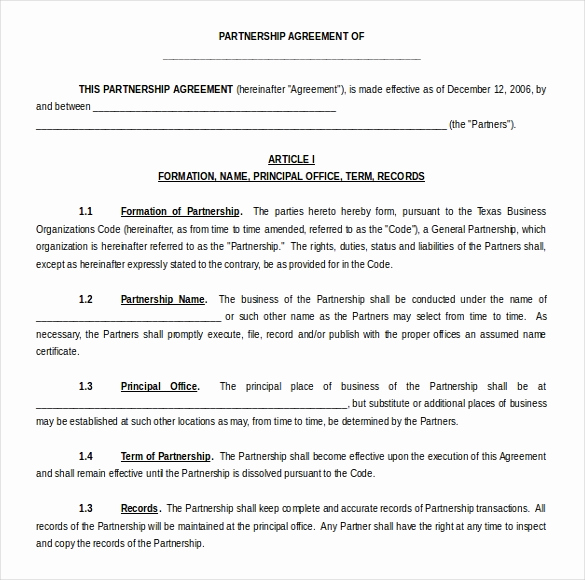 Free Partnership Agreement form Unique 15 Microsoft Word Agreement Templates Free Download