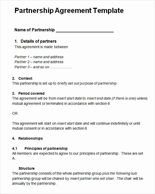 Free Partnership Agreement Template Unique Sample Partnership Agreement 24 Free Documents Download