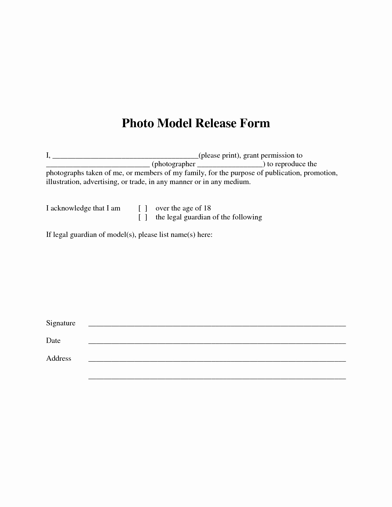 Free Photo Release form Lovely Free Photographer Release form