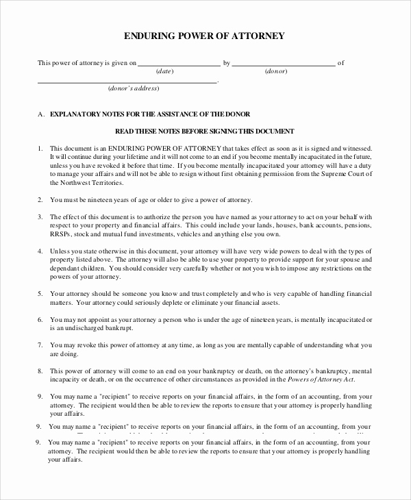 Free Power Of attorney Best Of Sample Power Of attorney form 9 Examples In Pdf Word